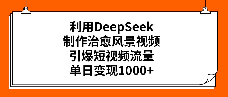 利用DeepSeek制作治愈风景视频，引爆短视频流量，单日变现1000+_云峰项目库