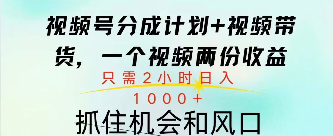 视频号橱窗带货， 10分钟一个视频， 2份收益，日入1000+_云峰项目库