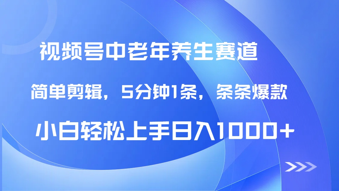 DeepSeek+既梦做视频号中老年养生赛道，条条爆款5分钟1条，轻松日入1000+_云峰项目库