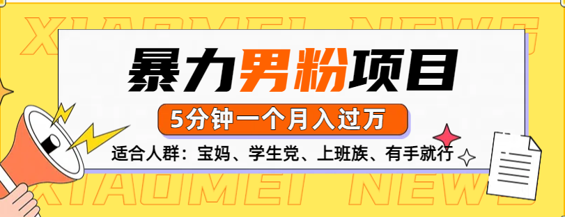 男粉项目，5分钟一个，无脑月入五位数_云峰项目库