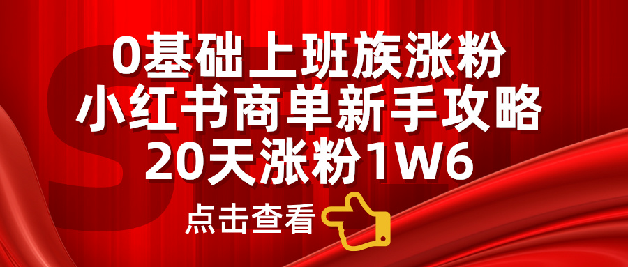 小红书商单新手攻略，20天涨粉1.6w，0基础上班族涨粉_云峰项目库