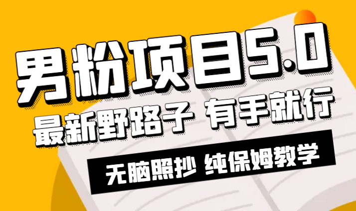 男粉项目5.0，最新野路子，纯小白可操作，有手就行，无脑照抄，纯保姆教学_云峰项目库
