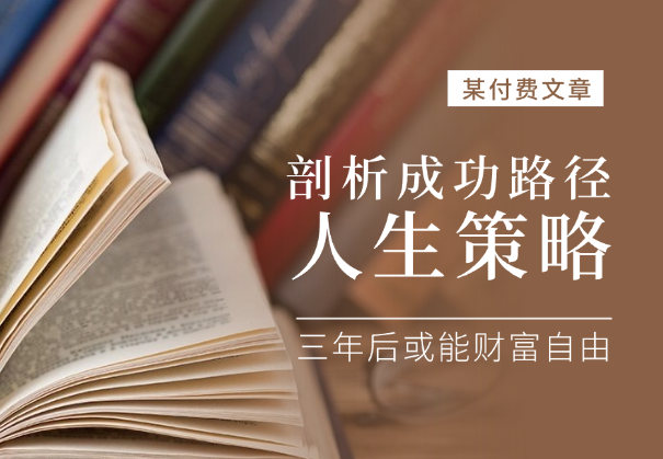 剖析成功路径，六大人生策略，三年后或能财富自由_云峰项目库