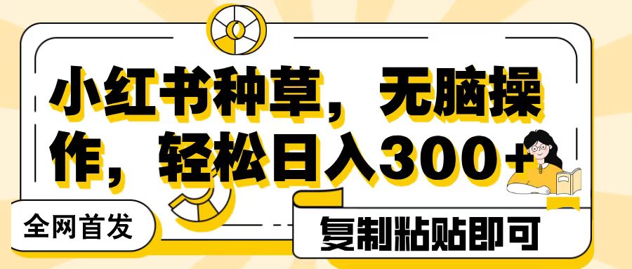 全网首发小红书种草，无脑操作，复制粘贴即可，轻松日入300+_云峰项目库