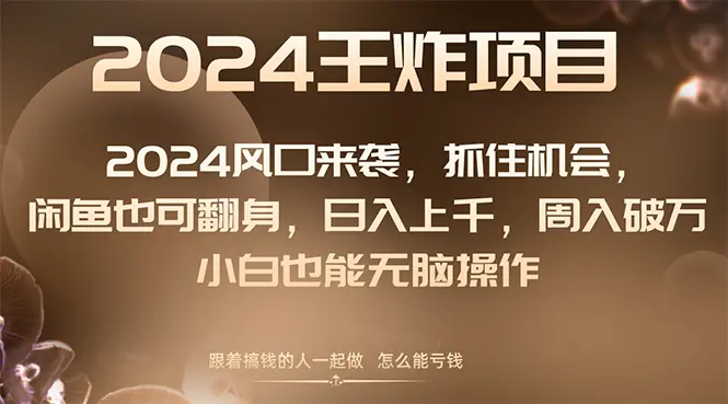 2024风口项目来袭，抓住机会，闲鱼也可翻身，日入上千，周入破万，小白也能无脑操作_云峰项目库
