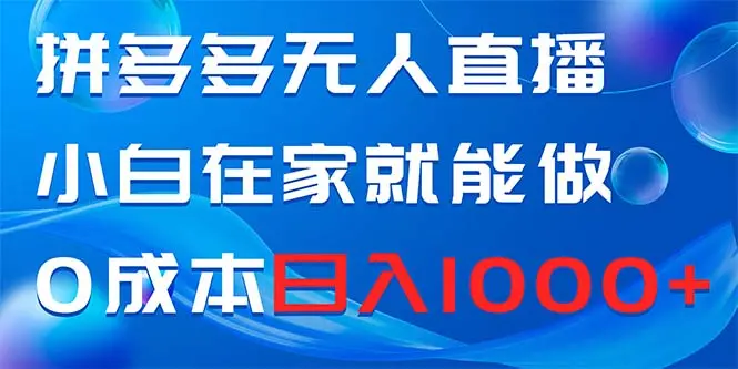拼多多无人直播，小白在家就能做，0成本日入1000+_云峰项目库