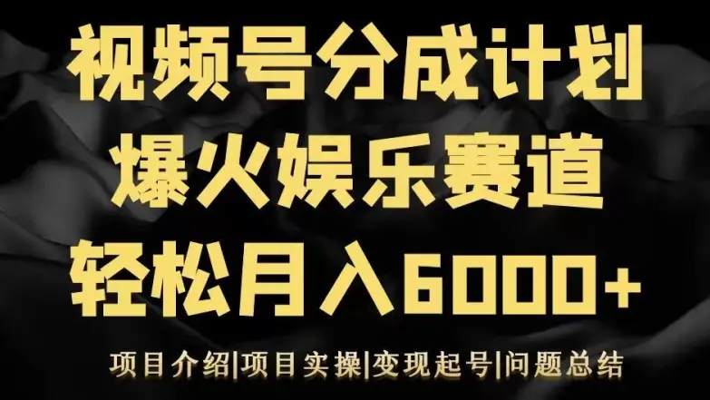视频号创作分成计划之娱乐赛道轻松日入500+_云峰项目库