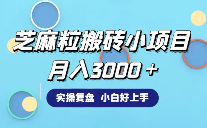 芝麻粒搬砖赚差价小项目实操复盘，月入3000＋，小白好上手拿到反馈【图文】_云峰项目库