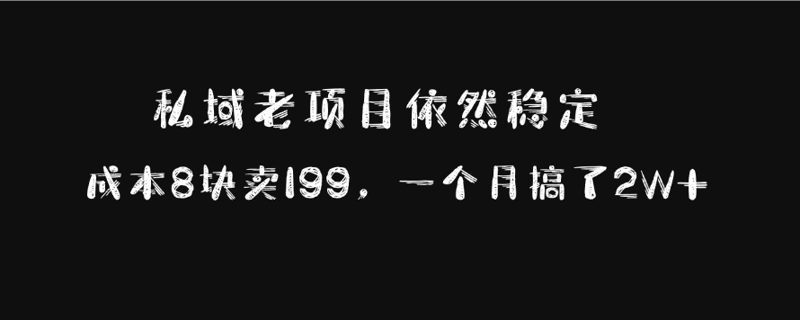 私域老项目依然稳定，成本8块卖199，一个月搞了2W+_云峰项目库