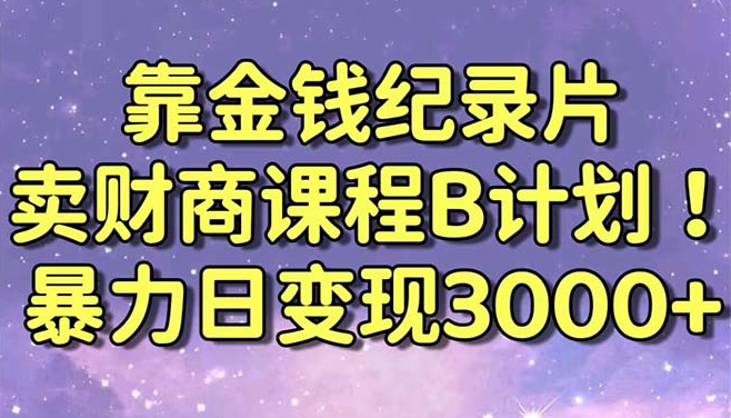 靠金钱纪录片卖财商课程B计划！暴力日变现3000+，喂饭式干货教程！_云峰项目库