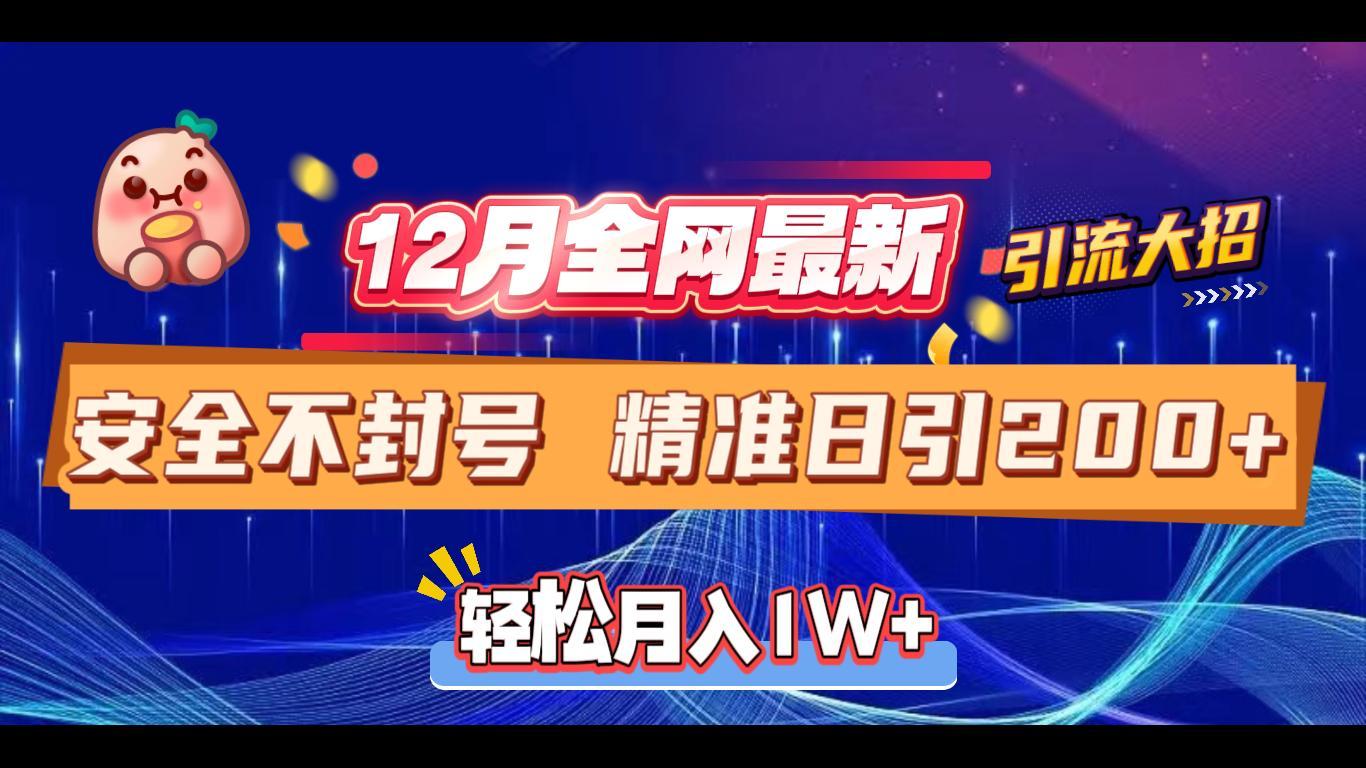 12月全网最新引流大招 安全不封号 日引精准粉200+_云峰项目库