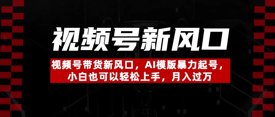 视频号带货新风口，AI模版暴力起号，小白也可以轻松上手，月入过万_云峰项目库