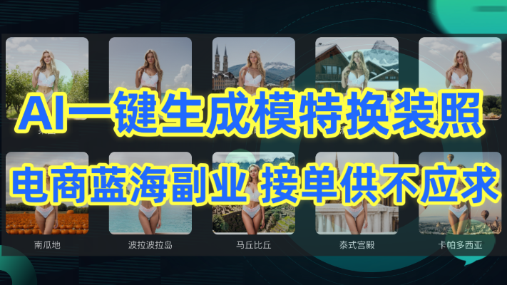 AI制作一键生成模特换装照，电商蓝海副业供不应求_云峰项目库