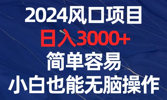 2024风口项目，日入3000+，简单容易，小白也能无脑操作_云峰项目库