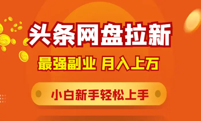 最强副业，月入上万的头条网盘拉新项目，小白新手轻松上手_云峰项目库