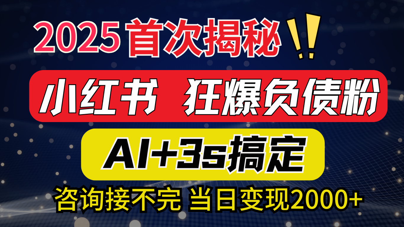 2025引流天花板：最新小红书狂暴负债粉思路，咨询接不断，当日入2000+_云峰项目库
