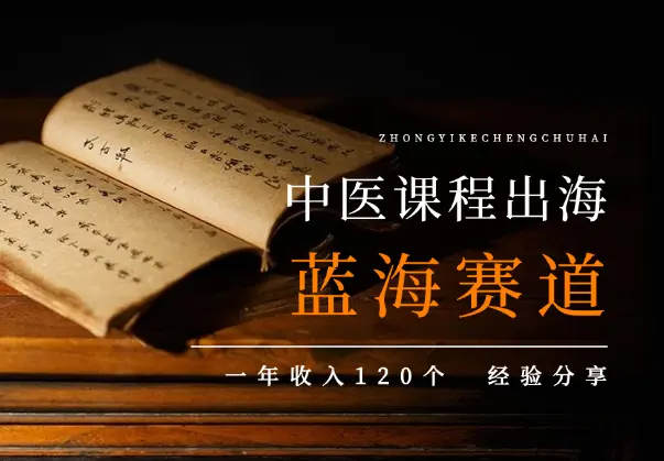 中医课程出海，超大超宽蓝海赛道，一年收入120个经验分享_云峰项目库