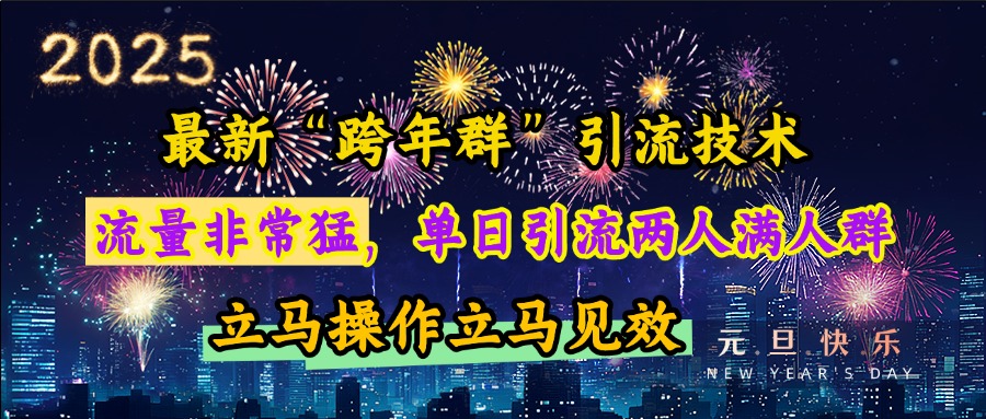 最新“跨年群”引流，流量非常猛，单日引流两人满人群，立马操作立马见效_云峰项目库