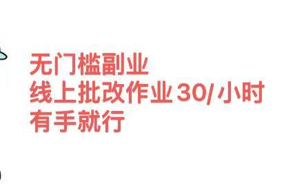 无门槛副业，线上批改作业30/小时  有手就行_云峰项目库