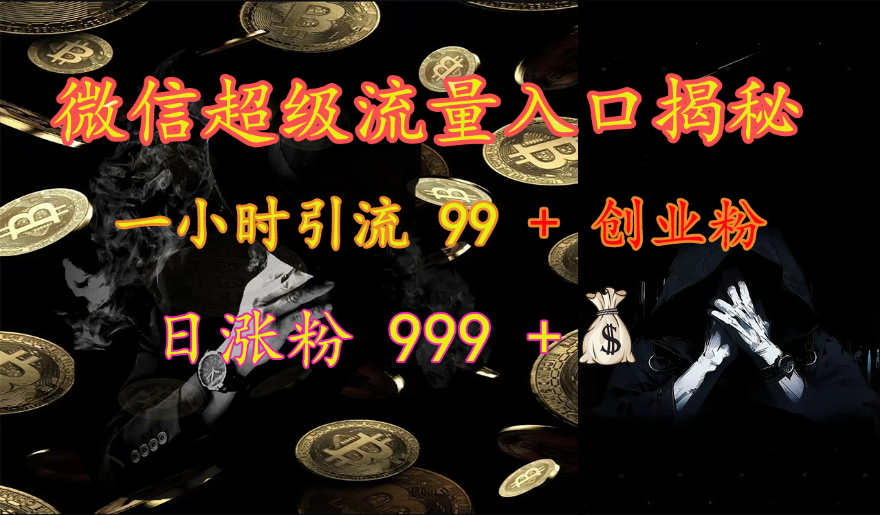 微信超级流量入口揭秘：一小时引流 99 + 创业粉，日涨粉 999 +【揭秘】_云峰项目库
