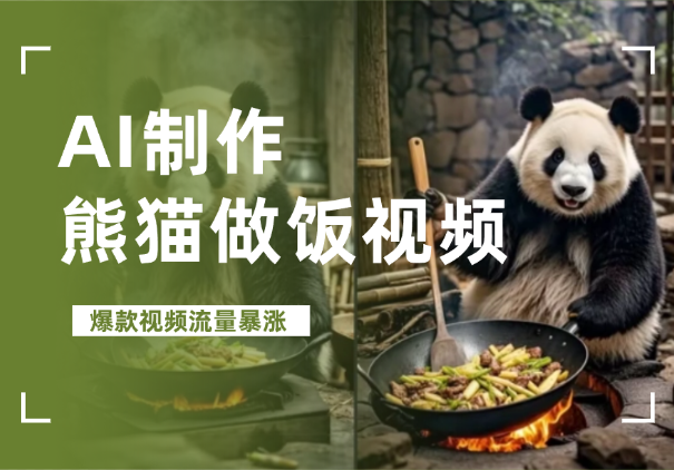 AI制作熊猫做饭视频，爆款视频流量暴涨_云峰项目库