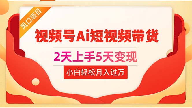 2天上手5天变现视频号Ai短视频带货0粉丝0基础小白轻松月入过万_云峰项目库