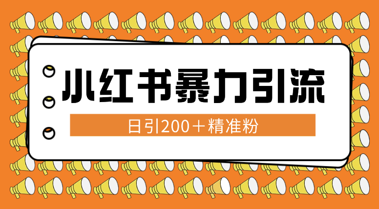 小红书暴力引流大法，日引200＋精准粉，一键触达上万人，附详细实操_云峰项目库