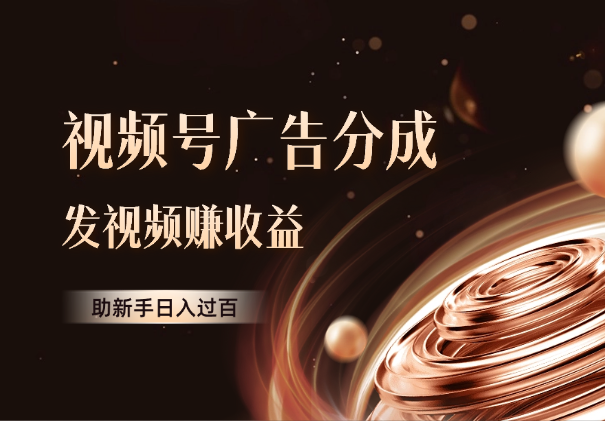 视频号广告分成：发视频赚收益，助新手日入过百_云峰项目库
