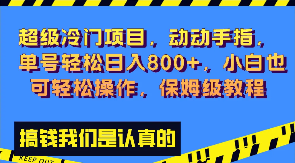 超级冷门项目,动动手指，单号轻松日入800+，小白也可轻松操作，保姆级教程_云峰项目库