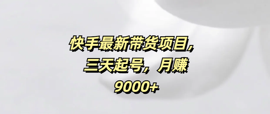 快手最新带货项目，三天起号，月赚9000+_云峰项目库