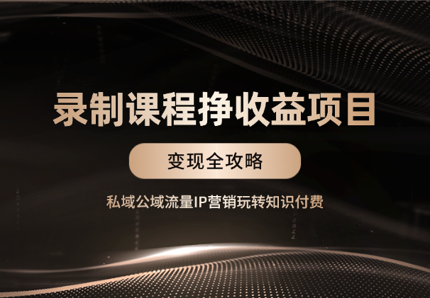 录制课程挣收益项目，私域公域流量IP营销变现全攻略_云峰项目库