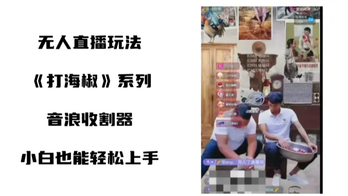 打海椒无人直播整蛊项目，小白轻松上手撸音浪收割器（教程+工具+素材）_云峰项目库