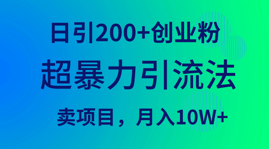 超暴力引流法，日引200+创业粉，卖项目月入10W+_云峰项目库