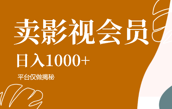 靠卖影视会员，日入1000+ 【仅做揭秘】_云峰项目库