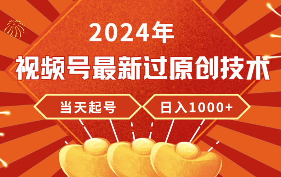 2024年视频号最新过原创技术，当天起号，收入稳定，日入1000+_云峰项目库