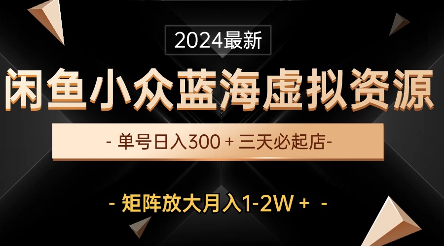 最新闲鱼小众蓝海虚拟资源，单号日入300＋，矩阵放大_云峰项目库