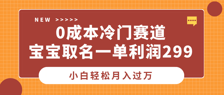 0成本冷门赛道，宝宝取名一单利润299，小白轻松月入过万_云峰项目库