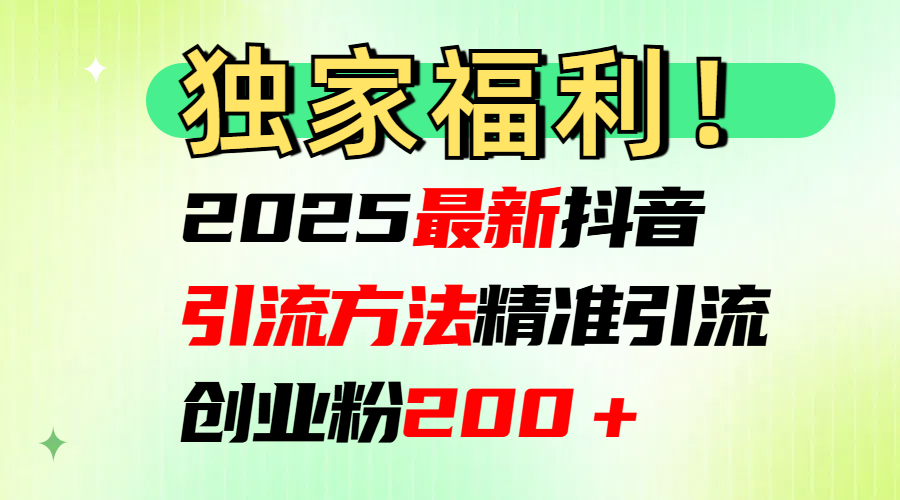 2025最新抖音引流方法每日精准引流创业粉200＋_云峰项目库