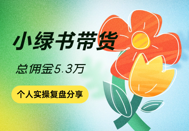 一个人兼职做小绿书带货，佣金5.3万复盘分享_云峰项目库