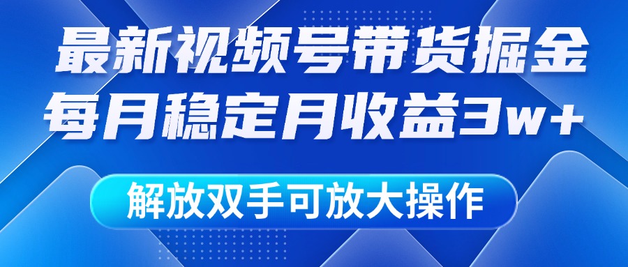 最新视频号带货掘金项目，每月稳定月收益3w+，解放双手，可放大操作_云峰项目库
