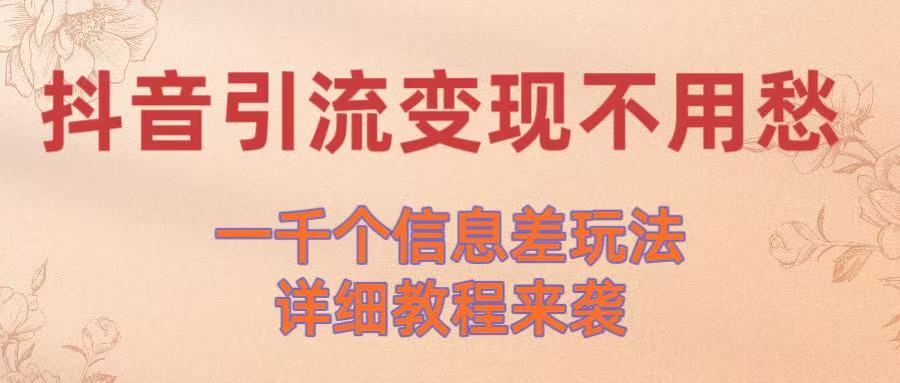 抖音引流变现不用愁！一千个信息差玩法详细教程来袭_云峰项目库