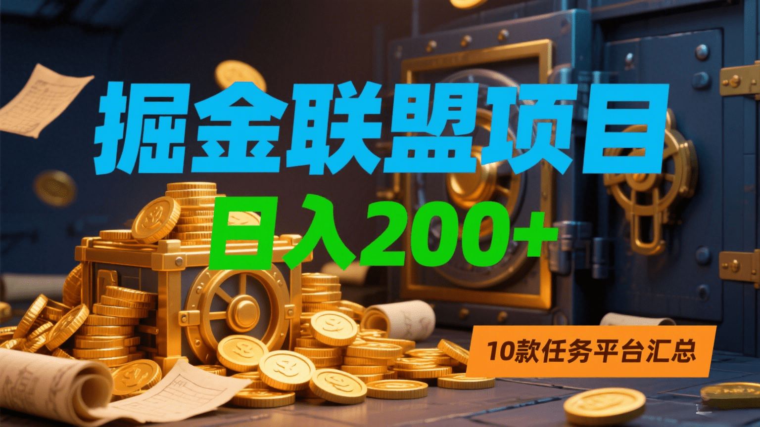 掘金联盟项目，日入200+，10款任务平台汇总_云峰项目库